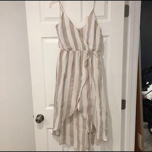 NWT linen striped mock wrap dress. S
